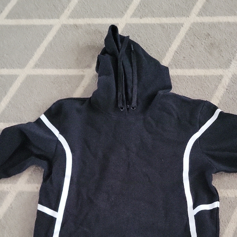 Black Hoodie with White Stripes